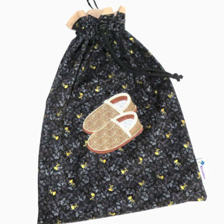 Picture of Slippers Bag - Black Floral/Sand