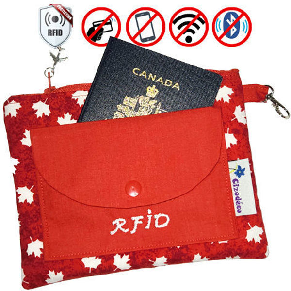 Image sur Pochette Passeport RFID - Canada Rouge