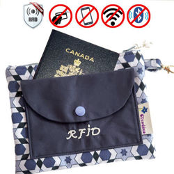 Image de Pochette Passeport RFID - Formes en bleu