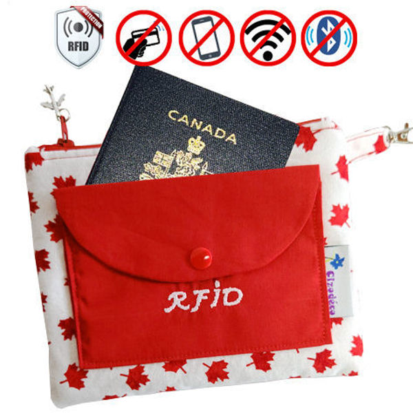 Image sur Pochette Passeport RFID - Canada blanc