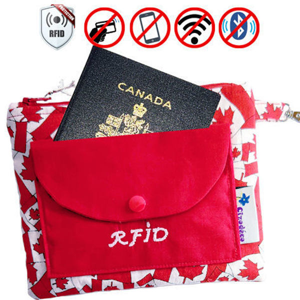 Image sur Pochette Passeport RFID - Drapeau du Canada