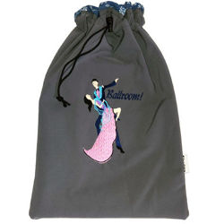 Image de Sac à souliers Danseurs Ballroom - Gris/Rose/Sarcelle fleuri foncé (2 compartiments)