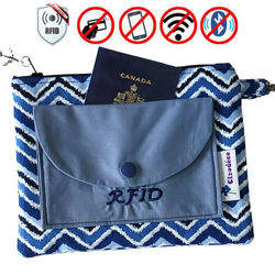 Image de Pochette Passeport RFID - Chevrons bleus/Denim