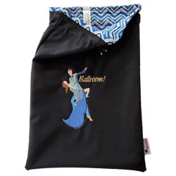 Image de Sac à souliers Danseurs Ballroom - Chevrons bleus (2 compartiments)