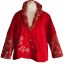 Image de Veston asymétrique - Rouge floral brodé (Taille M: 12-14)