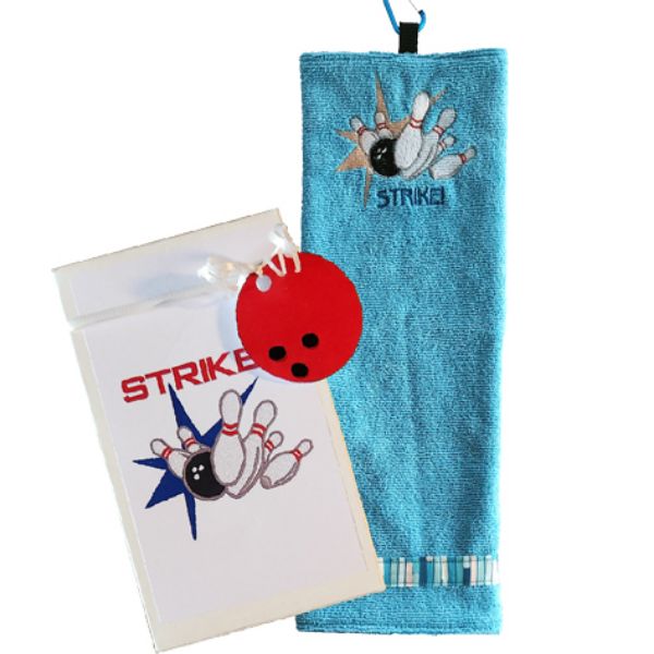Image sur Serviette de Bowling "STRIKE" Turquoise