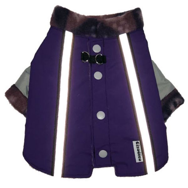 Image sur Manteau d'hiver canin - Nylon Dobby/Polaire Violet Geo (SB-Petit)